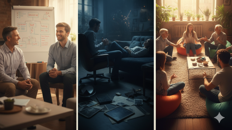 Obraz pokazujący rodzaje terapii